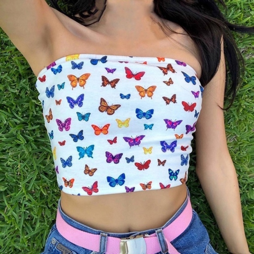 ⚡️FLASH SALE⚡️Colorful Butterfly Pattern Crop